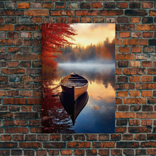 Load image into Gallery viewer, Boat Wall Art, Lake Wall Print, Fall Art Print, Canvas Print, Wall Art, Vertical Art, Wedding Gift, Indie Room Decor, Western Wall Decor
