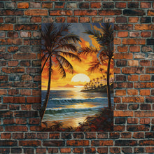 Carregar imagem no visualizador da galeria, Beach Wall Print, Tropical Wall Art, Sunrise Wall Art, Canvas Print, Wall Art, Vertical Print, Entryway Prints, Dorm Room Art, Office Decor
