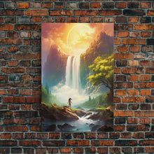 Cargar imagen en el visor de la galería, Surreal Art Prin, River Art, Waterfalls Wall Art, Landscape Print, Canvas Print, Wall Art, Vertical Art, Moving Gift, Game Room Decor
