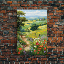 Load image into Gallery viewer, Countryside Wall Art, Wildflowers Wall Art, Meadow Wall Print, Canvas Print, Wall Art, Vertical Art, Country Wall Art, Landscape Art
