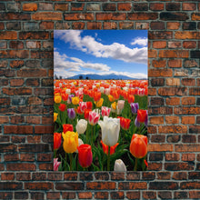 Load image into Gallery viewer, Tulips Wall Print, Flower Art Print, Vibrant Wall Art, Canvas Print, Wall Art, Vertical Art, Teacher Gift, Above Bed Decor, Office Prints
