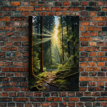 Carregar imagem no visualizador da galeria, Forest Wall Print, Trees Art Print, Sunset Canvas Print, Wall Art, Vertical Art, Landscape Print, Gift For Boss, College Dorm Decor
