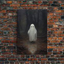 Carregar imagem no visualizador da galeria, Cute Lil Boo, Ghost Print, Halloween Canvas Art, Framed Canvas Print, Funny Halloween Decor, Ghost Art, Victorian Goth Art
