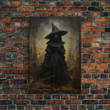 Load image into Gallery viewer, Gothic Witch Art, Framed Halloween Canvas, Canvas Print, Spooky Halloween Wall Art, Halloween Decoration, Witchy Decor
