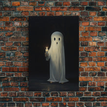 Load image into Gallery viewer, Ghost Holding A Candle Halloween Decor, Art Canvas Print, Spooky Ghost Wall Art, Fall Decor, Halloween wall decor, Funny Halloween Art
