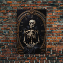Load image into Gallery viewer, Victorian Halloween Art, Floral Skeleton, Framed Canvas Print, Skeletal Art, Halloween Art Print, Halloween Decoration, Halloween Printables
