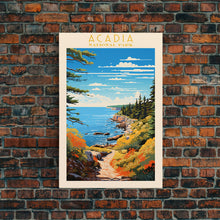 Carregar imagem no visualizador da galeria, Acadia National Park Maine Travel Art, National Park Print, Minimalist Travel Art, Midcentury Modern Style Landscape Painting
