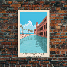 Load image into Gallery viewer, Dry Tortugas National Park Florida Travel Art, National Park Print, Minimalist Travel Art, Midcentury Modern Style Landscape Painting
