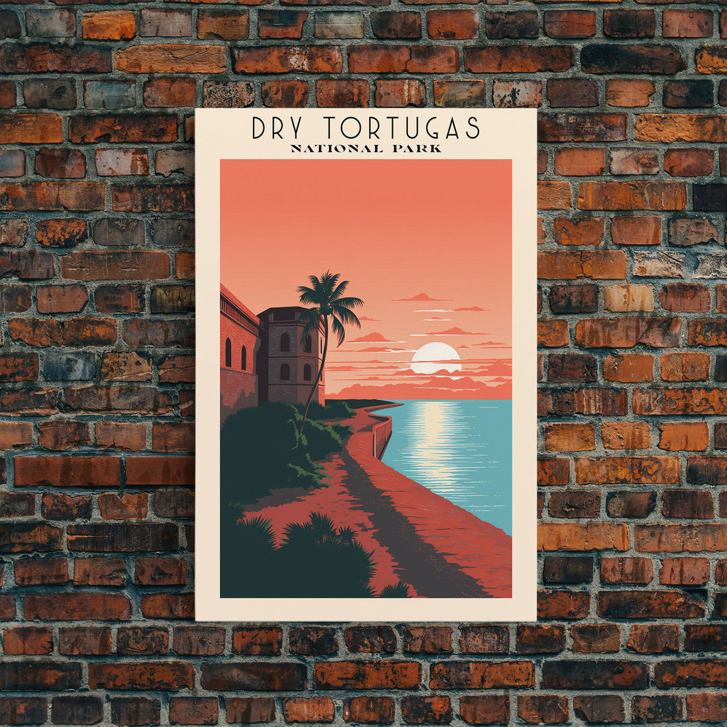 Dry Tortugas National Park FloridaTravel Art, National Park Print, Minimalist Travel Art, Midcentury Modern Style Landscape Painting
