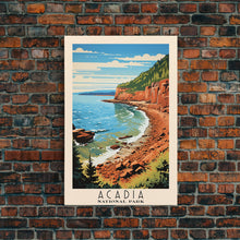 Carregar imagem no visualizador da galeria, Acadia National Park Maine Travel Art, National Park Print, Minimalist Travel Art, Midcentury Modern Style Landscape Painting
