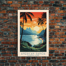 Carregar imagem no visualizador da galeria, American Samoa National Park, Framed Wall Art Canvas Print, Travel Poster, Travel Art, Roadtrip Decor, Cool Wall Art, Retro State Park Art
