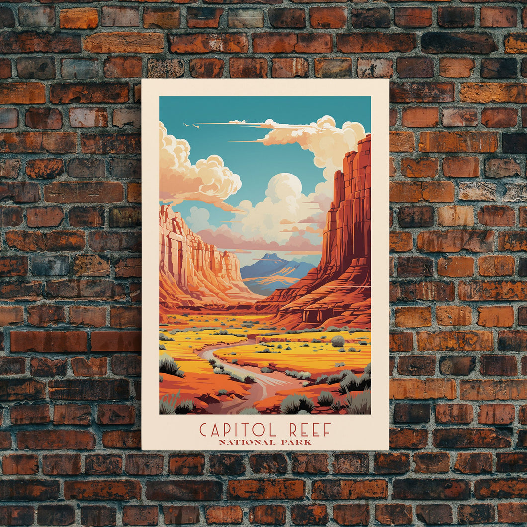 Capital Reef National Park Travel Poster Print, Canvas Print Wall Art, Utah Travel Art, Midcentury Modern Travel Decor