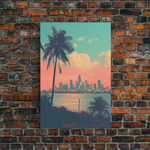 Cargar imagen en el visor de la galería, Cityscape Wall Art, Tropical Wall Art, Palm Tree Art, Canvas Print, Wall Hanging, Portrait Art, City Wall Art, Gifts For Grandma, Office Art
