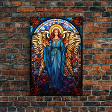 Carregar imagem no visualizador da galeria, Angel, Fantasy Artwork Canvas Print, Wall Hanging, Portrait Art, Stained Glass Art, Mystical Wall Art, Tiny House Decor, Gift For Women
