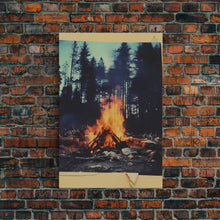 Carregar imagem no visualizador da galeria, Camp, Outdoors Art, Campfire, Nature Wall Art, Canvas Print, Wall Hanging, Portrait Art, Friendship Gift, Modern Office Art, Bookshelf Decor
