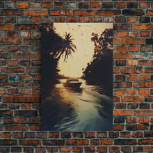 Load image into Gallery viewer, Boat Art, River Wall Art, Adventure, Canvas Print, Wall Hanging, Portrait Art, Nature Wall Art, Gift For Boss, Office Wall Art, Room Decor

