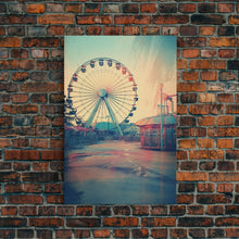 Load image into Gallery viewer, Ferris Wheel, Theme Park, Carnival Rides, Canvas Print, Wall Hanging, Portrait Art, New Homeowner Gift, Modern Home Decor, Bookshelf Decor
