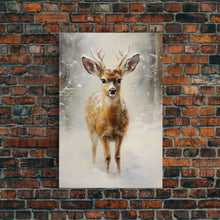 Carregar imagem no visualizador da galeria, Cute Buck Wearing A Santa Hat, Christmas Decor, Woodland Animals, Christmas Wall Art, Winter Decor, Holiday Decor, Seasonal Decor, Cute Deer
