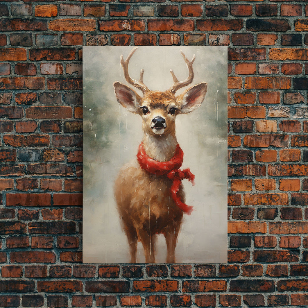 Cute Buck Dressed For Christmas, Christmas Decor, Woodland Animals, Christmas Wall Art, Winter Decor, Holiday Decor, Seasonal Decor