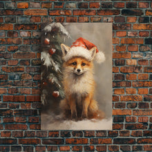 Carregar imagem no visualizador da galeria, Cute Christmas Red Fox - Farmhouse Christmas Decor - Fawn Dressed For Christmas - Xmas Decor - Christmas Wall Art- Holiday Decorations
