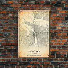 Load image into Gallery viewer, Portland Oregon Street Map, Framed Canvas Art, Oregon United States Road Map Wall Art, Office Wall Art, Portland Wall Decor for Office
