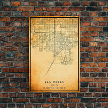 Load image into Gallery viewer, Old Las Vegas City Map Wall Art Canvas Print, Vintage Style Las Vegas Map, Framed Wall Art, Cool Las Vegas Nevada Wall Art, Office Decor
