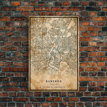 Carregar imagem no visualizador da galeria, Old Bangkok City Map Wall Art Canvas Print, Vintage Style Bangkok Map, Framed Wall Art, Cool Bankok Thailand Wall Art, Office Decor
