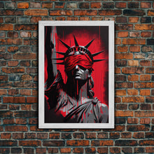 Load image into Gallery viewer, Blindfolded Statue of Liberty Graffiti art, framed canvas print, dystopian art
