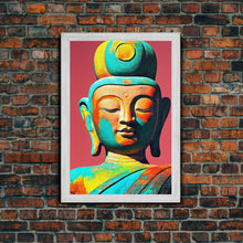 Cargar imagen en el visor de la galería, Colorful rainbow Buddha, framed canvas print zen wall art
