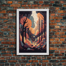 Carregar imagem no visualizador da galeria, A Beautiful autumn scene, fall in the forest, fine art poster print
