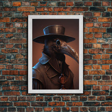 Load image into Gallery viewer, Crow wearing a plague doctor mask, poster art, cool spooky fine art poster print
