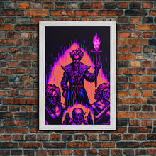 Carregar imagem no visualizador da galeria, Tabletop RPG pixel art, Human Warlock Art, framed canvas print, framed game room decor
