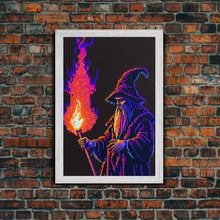 Carregar imagem no visualizador da galeria, Angry Old Wizard Fire Scepter Gamer Fine Art Print, Wall Decor, Wall Poster, Wall Art Print
