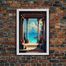 Load image into Gallery viewer, Retro Style Videogame Art, Pixel Roman Architecture Art, 8 bit art, framed canvas print
