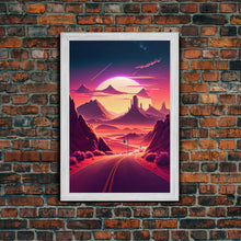 Load image into Gallery viewer, Apache Trail Scenic Drive, Framed Canvas Print, Roads of Arizona, retro style art
