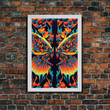 Carregar imagem no visualizador da galeria, Butterfly Fire Rorschach Art, Dual Meaning, Framed Canvas Print, Optical Illusion Art
