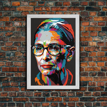 Load image into Gallery viewer, Notorious RBG, Ruth Bader Ginsburg Pop Art Portrait, Framed Canvas Print, Colorful Historic Figure Art
