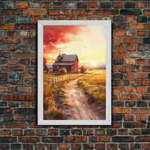 Load image into Gallery viewer, Barn Wall Art - Rustic Red Canvas Print - Farmhouse Chic Decor

