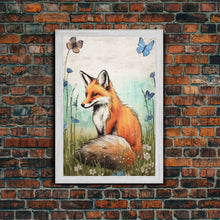 Load image into Gallery viewer, Fox Art Print, Boho Wall Decor, Woodland Animals, Nursery Minimalist Baby Room, Earth Tone Monochromatic, Modern Gender Neutral, Canvas Art
