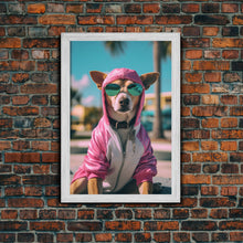 Load image into Gallery viewer, Dog Sunglasses, Pink Hoodie, Chihuahua Wall Print, Dog Wall Art, Funny Wall Art, Framed Wall Art, Framed Canvas, Wall Print, Wall Canvas
