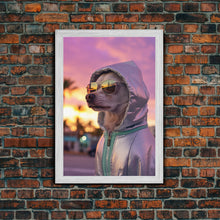 Cargar imagen en el visor de la galería, Chihuahua Wall Print, Dog Wall Art, Dog Sunglasses, Dog In Pink Hoodie, Funny Art, Framed Wall Art, Framed Canvas, Wall Print, Wall Canvas
