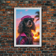 Load image into Gallery viewer, Dachshund Wall Print, Dog Wall Art, Dog Sunglasses, Dog In Pink Suit, Funny Art, Framed Wall Art, Framed Canvas, Wall Print, Wall Canvas

