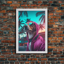 Cargar imagen en el visor de la galería, Corgi In Hot Pink Hoodie Sunglasses Wall Print, Dog Portrait, Dog Art Print, Framed Wall Art, Framed Canvas, Wall Print, Wall Canvas
