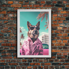 Carregar imagem no visualizador da galeria, German Shepherd Pink Suit Wall Print, Animal Wall Art, Dog Portrait, Dog Art Print, Framed Wall Art, Framed Canvas, Wall Print, Wall Canvas
