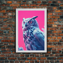 Carregar imagem no visualizador da galeria, Bird Art, Owl Wall Print, Animal Art Print, Abstract Art, Animal Portrait, Pink Art, Framed Wall Art, Framed Canvas, Wall Print, Wall Canvas
