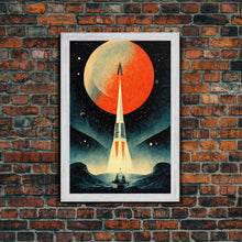 Carregar imagem no visualizador da galeria, Art Deco Style Spaceship, Space Exploration, Science Fiction / SciFi Canvas Print, Ready to Hang Wall Art
