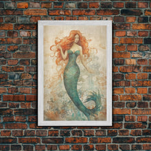 Load image into Gallery viewer, Coastal Mermaid Canvas Print Or Poster, Framed
