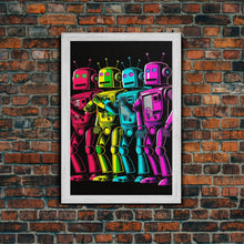 Load image into Gallery viewer, 1950s Style Scifi Robot Art, Art Deco Scifi Poster Art on Canvas, Framed Canvas Print, Game Room Decor
