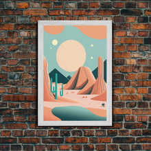 Load image into Gallery viewer, Scandinavian Inspired Midwestern Pop Art, Minimalist Boho Style Desert Landscape, Framed Canvas Print, Western Abstract Art
