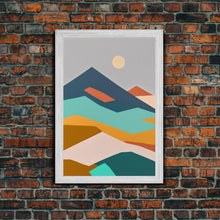 Load image into Gallery viewer, Scandinavian Inspired Pacific Northwest Art, Minimalist Boho Style Forest Landscape, Framed Canvas Print, Western Abstract Art
